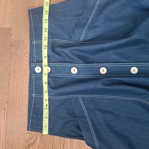 Women's Dark Blue Light Denim Front Buttons High Waist Skirt (Sz 4) - Picture 8 of 10